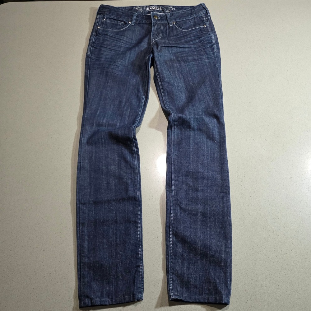 Express Stella Regular Ultra Skinny Dark Wash Low Rise Jeans Size 4 31x31.5